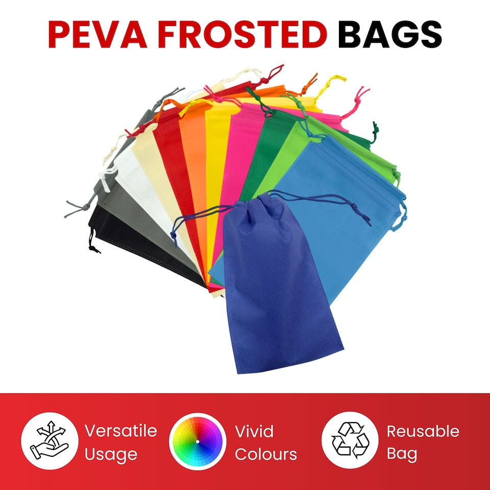 image 1 of Pack of 25 Pink Coloured 21x29cm PEVA Frosted Drawstring Bags | Pink
