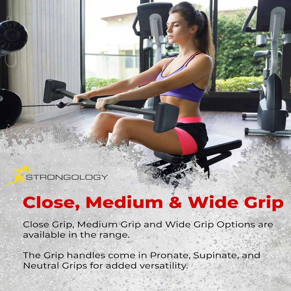 image 1 of Strongology POWERPULL Lat Bar Pull Down Bar Attachments, Workout Accessory for Gym, Fitness, Cable Weightlifting Use, Strength Training Arms, Back, Shoulders