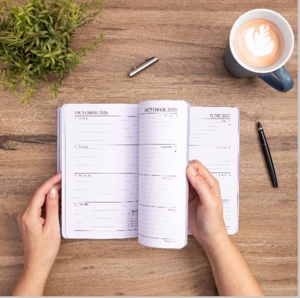 image 1 of 2026 - 2027 Academic Diary A5 Week to View - Mid Year Planner August 2026 to July 2027 - Softcover Felix - Term Dates Notes Timetable | Black | Black