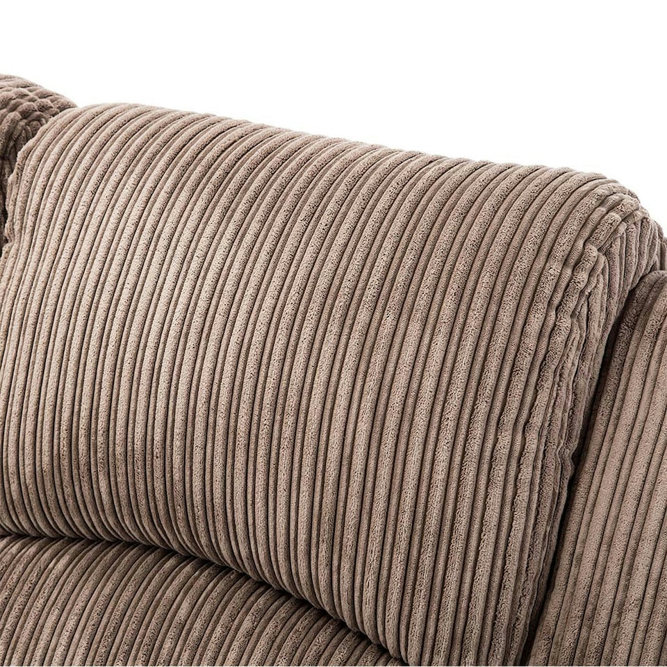 image 1 of Postana 3 Seater Electric High Back Jumbo Cord Fabric Recliner Sofa (Brown)