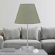 image 3 of Set of 2 Chrome Stick Table Lamps with Sage Green Fabric Shades Chrome | Green