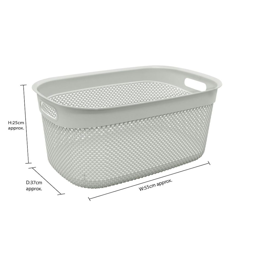 image 1 of JVL Droplette Laundry Plastic Storage Basket, 33L - Ice Grey Grey