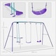 image 5 of Outsunny Metal Swings Set w Seesaw, Adjustable Height | Purple | Purple
