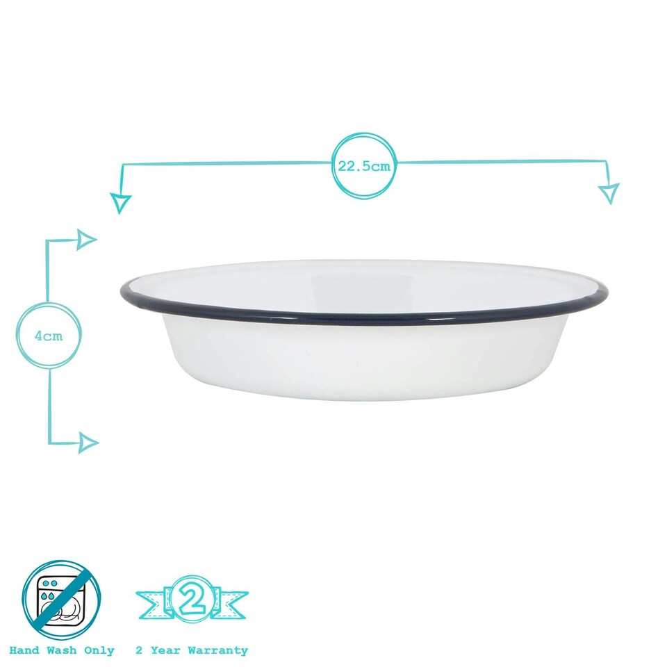 image 1 of Argon Tableware White Enamel Deep Bowls - 22.5cm - Navy - Pack of 6 Blue
