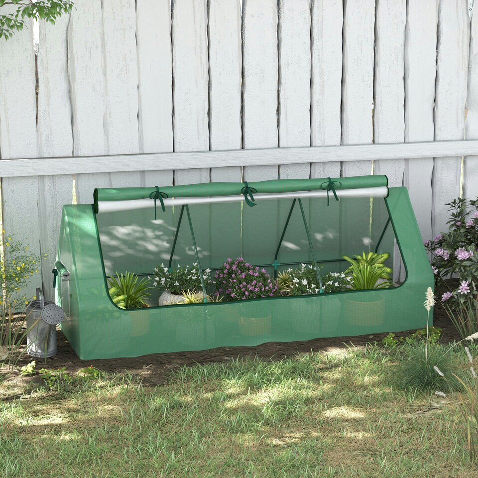 image 1 of Outsunny Portable Small Polytunnel with Mesh Windows, 240x90x90cm