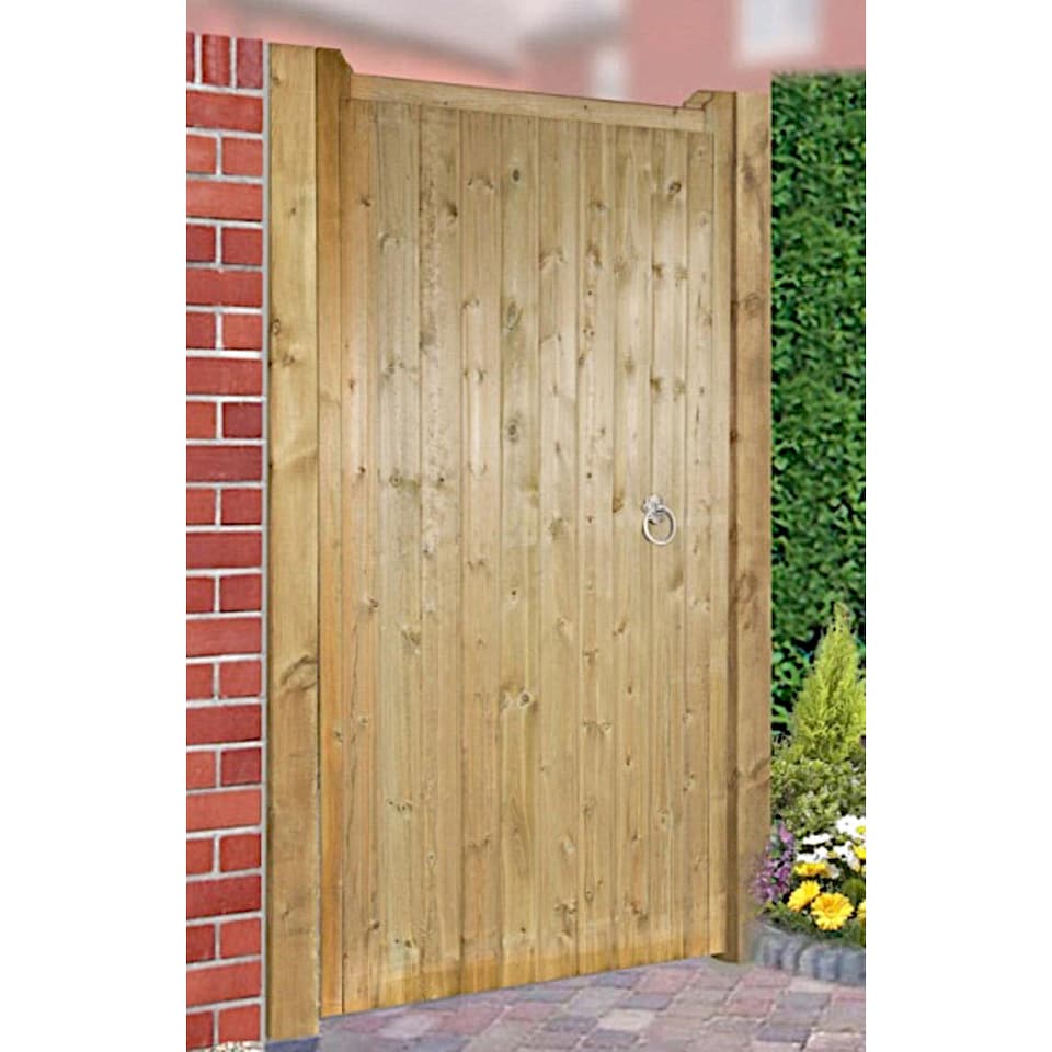 image 1 of Drayton Square Top Mid High Single Gate - Pressure Treated Scandinavian Redwood - W900 x H1500 mm | Brown | 1