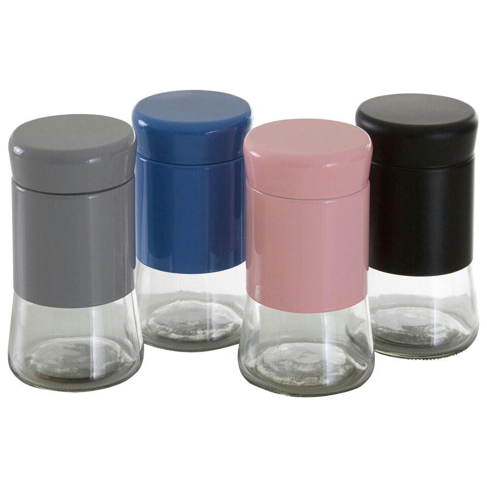 image 1 of Interiors by Premier Black Steel Wrap Glass Storage Jar, 800ml Capacity, Modern Design with Grey Steel Lid, Kitchen Storage