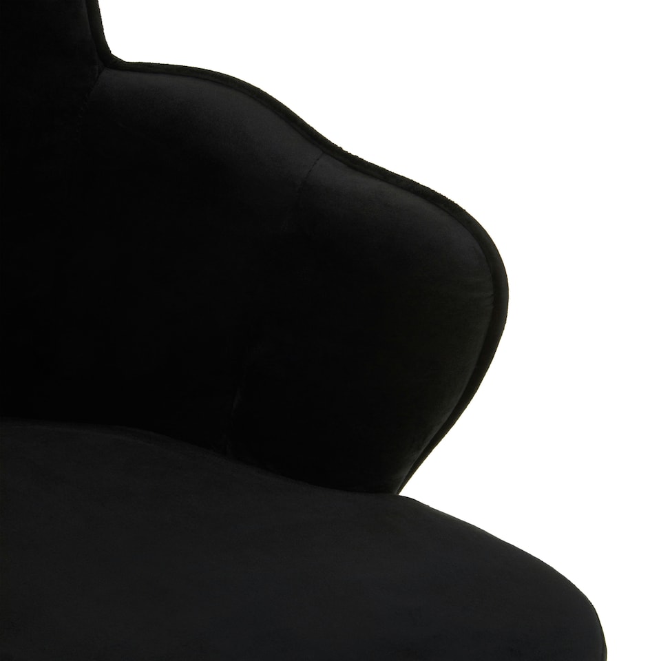 image 1 of Interiors by Premier Black Velvet Dining Chair, Durable & Adjustable Velvet Office Chair, Backrest Accent Chair with Chrome Legs