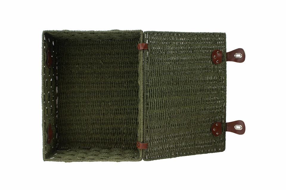 image 1 of Extra Large Green Woven Paper Rope Hamper | Green | Green