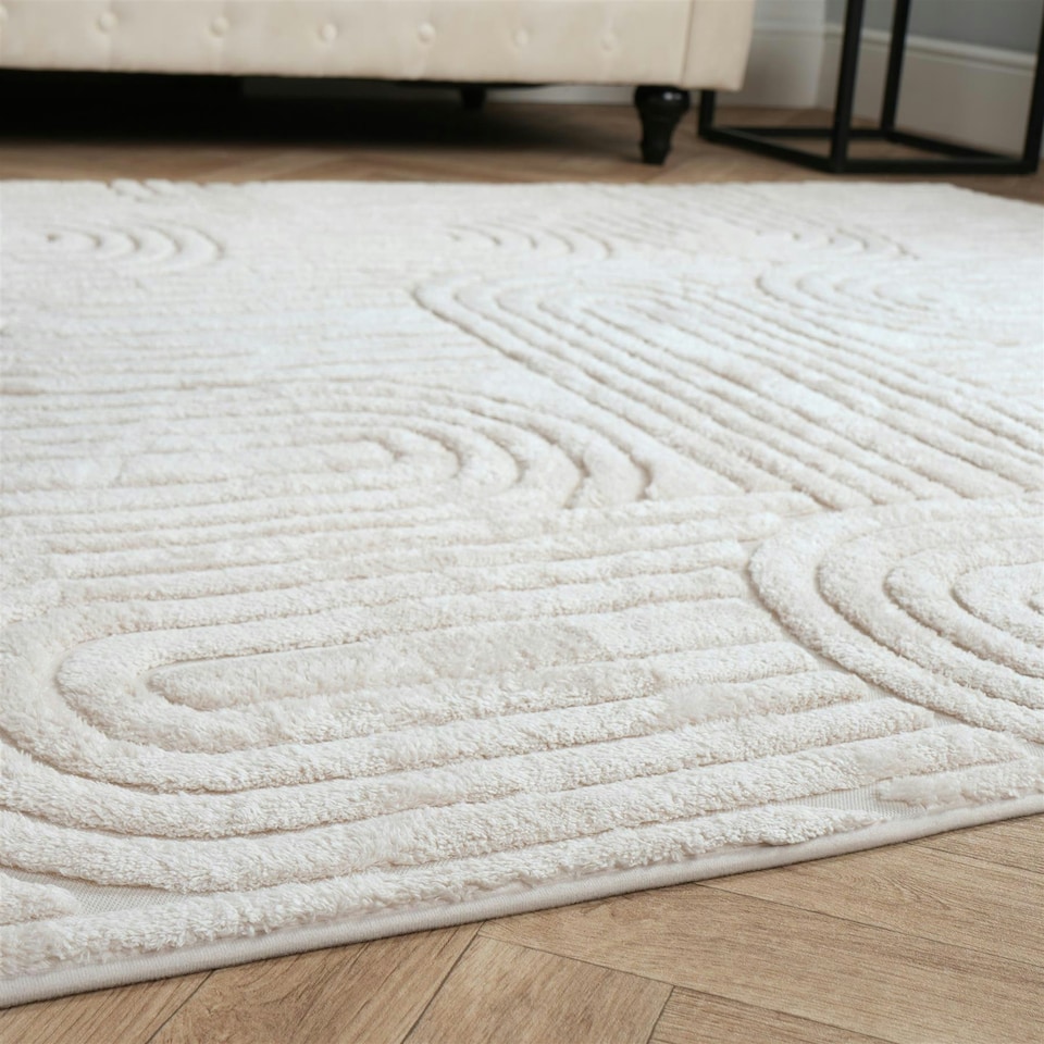 image 1 of OHS Arches Tufted Anti-Slip Indoor Carpet Rug, 120x170cm - Cream