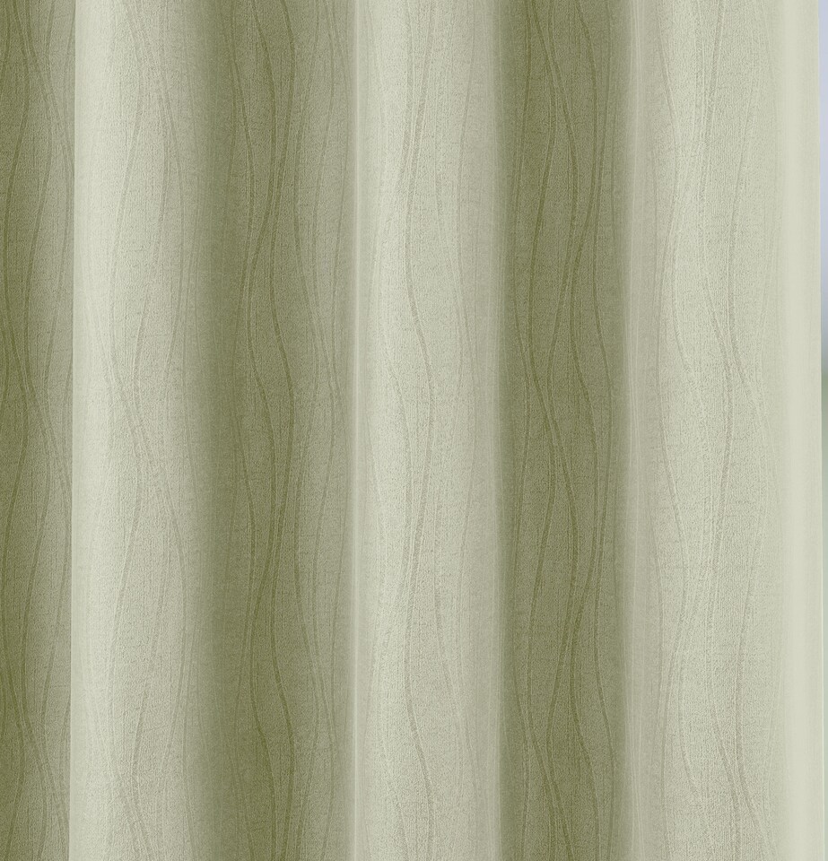 image 1 of Enhanced Living Goodwood Green Thermal, Energy Saving, Dimout Eyelet Curtains with Wave Pattern (PAIR) - 66 x 90 inch (168x229cm)