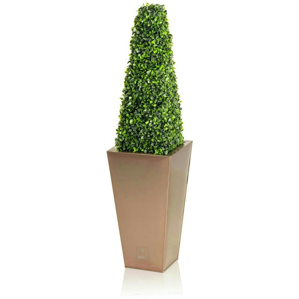 image 1 of Primrose Artificial Buxus Grass Obelisk Topiary Tree with Square Base 90cm