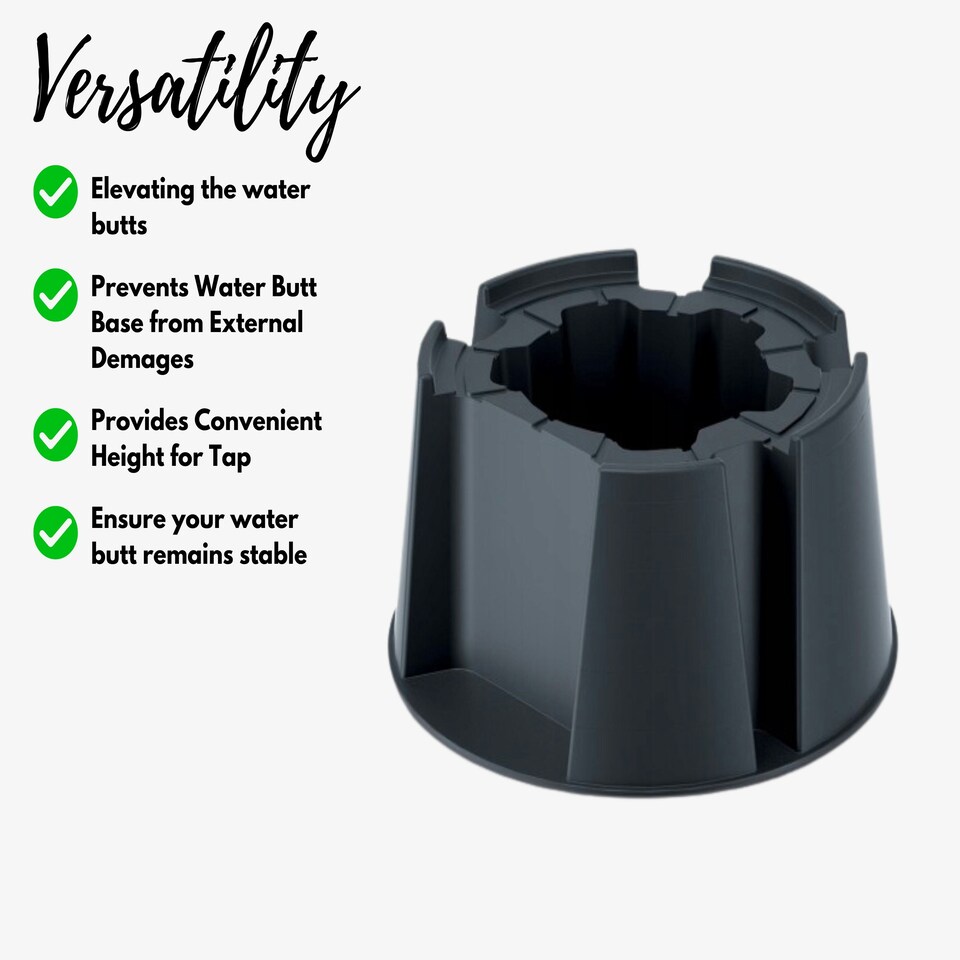 image 1 of Water Butt Kit with Tap, Diverter & Bio Cleaner –  Rainwater Collector for Garden, Balcony & Terrace – Durable Plastic Water Storage Tank Black