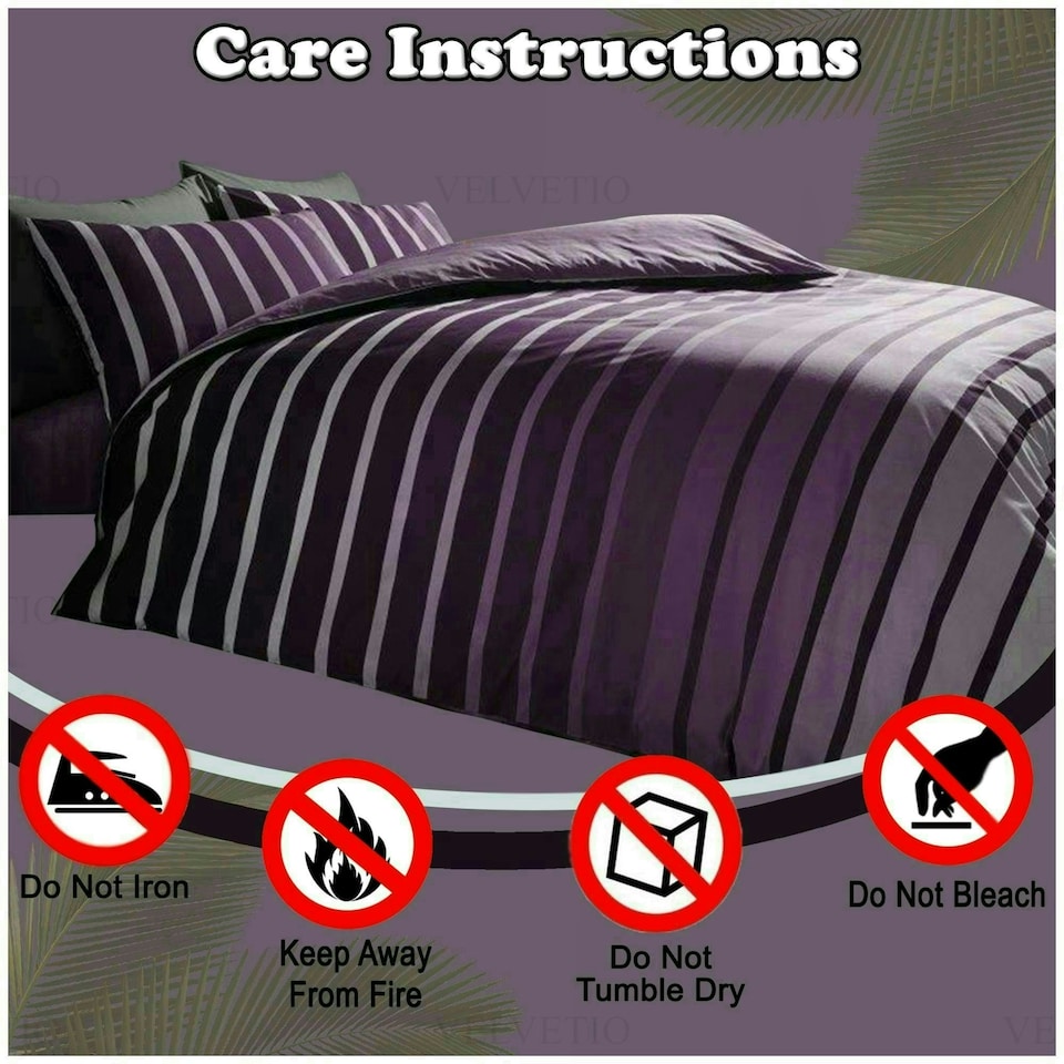 image 1 of VELVETIO Oscar Stripe Duvet Cover Set Reversible Polycotton Easy Care Beddings Purple | Super King
