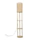 image 3 of ValueLights Elsa Natural Wooden 3 Tier Floor Lamp with Bamboo Shade and Storage Shelves - Bulb Included | Cream