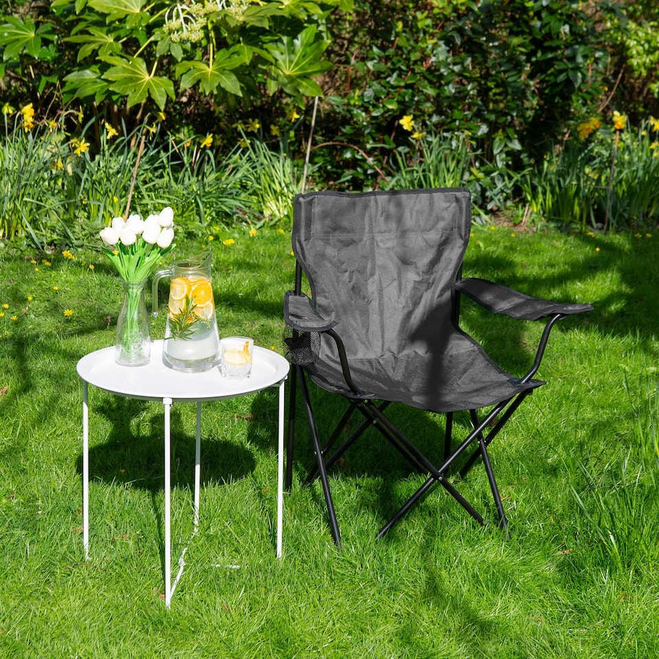 image 1 of Harbour Housewares Folding Canvas Camping Chair - Matt Black/Black | Black | Matt Black/Black