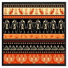 Egyptian heiroglyphs in orange & black (Picture Frame) Black | M
