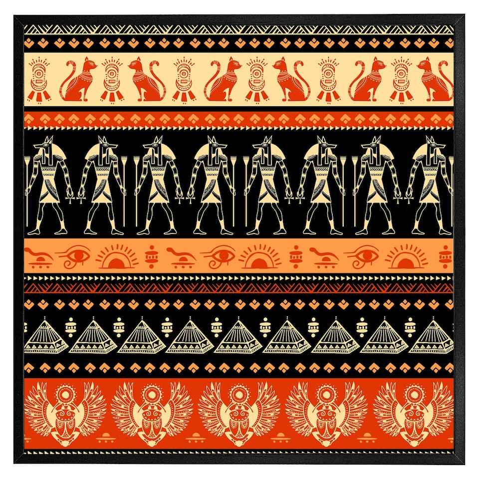 image 1 of Egyptian heiroglyphs in orange & black (Picture Frame) Black | M