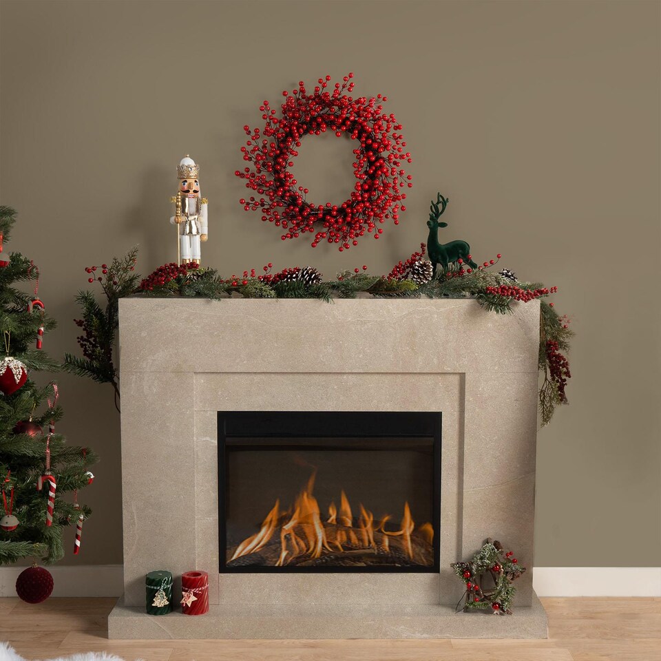 image 1 of OHS Artificial Flower Wreath Door Wall Home Party Table Decorations Winter Spring | Red
