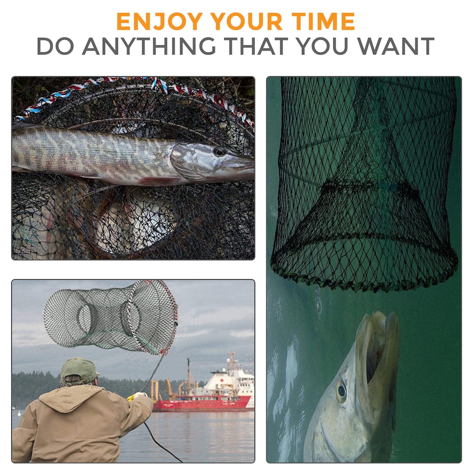 image 1 of 2 x Crab Trap Nets Fishing Pot Basket for Crab, Prawn, Shrimp, Lobster & Eel