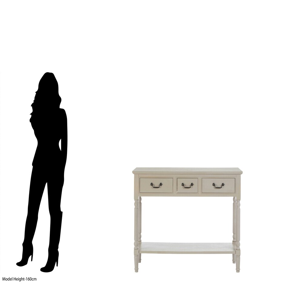 image 1 of Interiors by Premier Grey Console Table for Hallway, Pine Wood  Wood Table for Home Décor with 3 drawers Grey