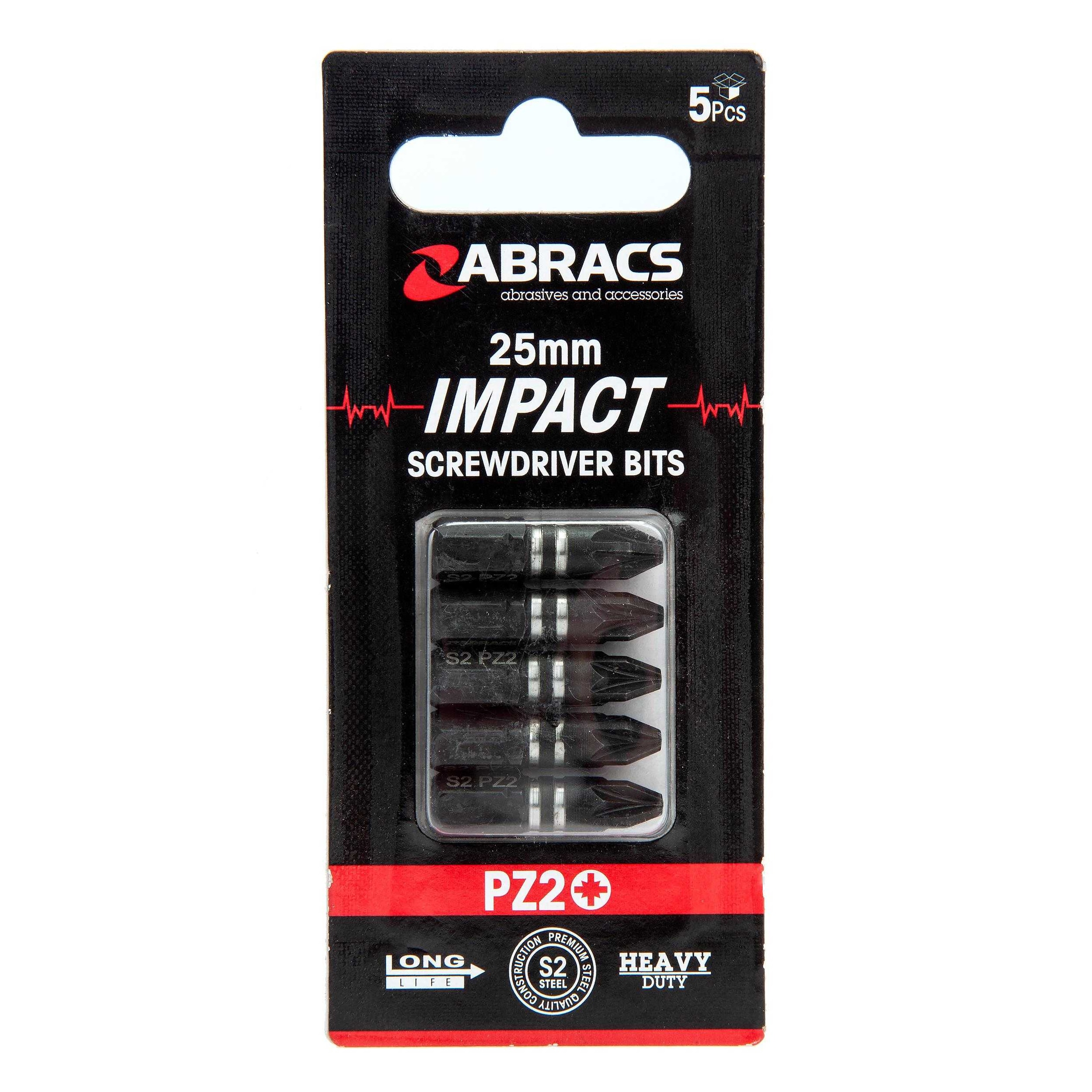Abracs PZ2 Impact Screwdriver Bit (Pack of 5) Black Black 25mm 1