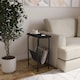 image 3 of Slim Oval Side End Table with Magazine Holder Sling Rack Coffee Snacks Newspapers | Multi | Black