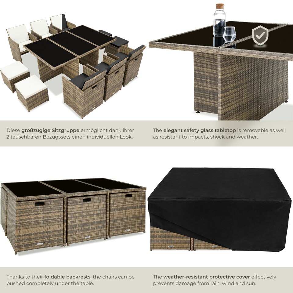 image 1 of Garden Table & Chairs New York - 10 seats with cushions, dining table, rain cover - Nature