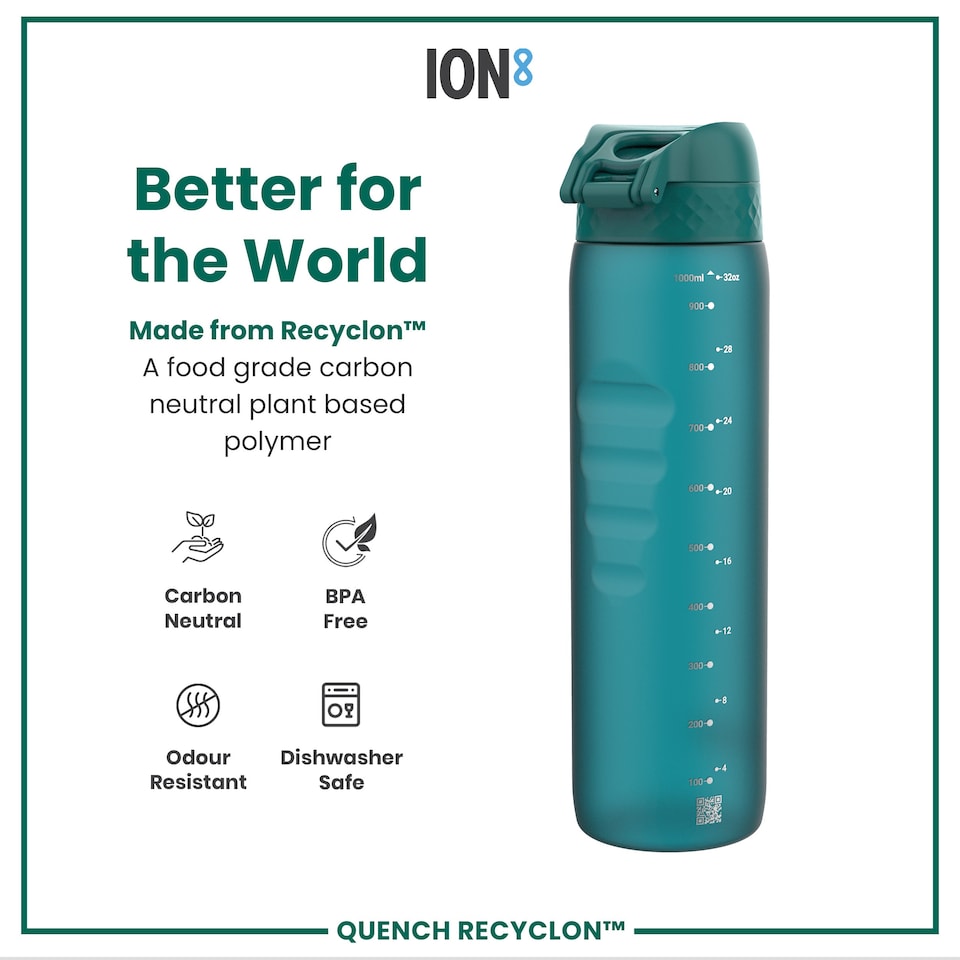 image 1 of Leak Proof 1 Litre Water Bottle, BPA Free, 1000ml (32oz) | Blue | Aqua | 1L