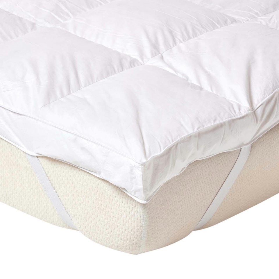 image 1 of Homescapes Goose Feather Bed Super King Size Mattress Topper | White | Super King