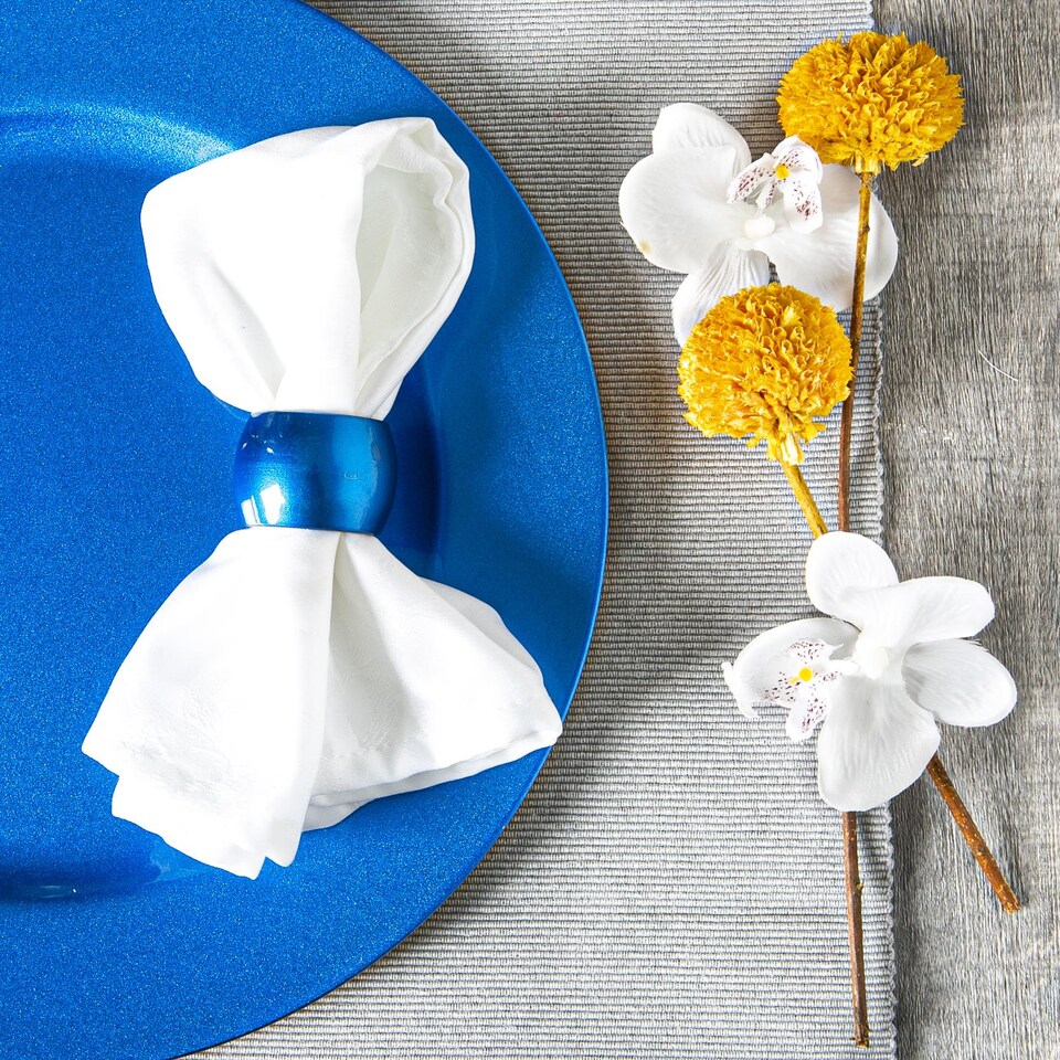 image 1 of Argon Tableware Metallic Napkin Rings - 4.5cm - Blue - Pack of 6 | Blue | Blue