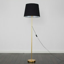 ValueLights Modern Gold Metal Floor Lamp With Black Shade