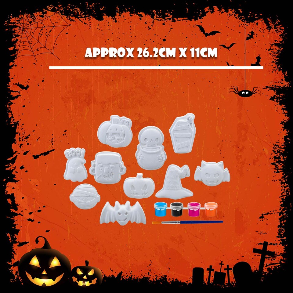 image 1 of PMS Halloween Decorations Craft Kit, 10 Designs, 6 Paints and 1 Brush