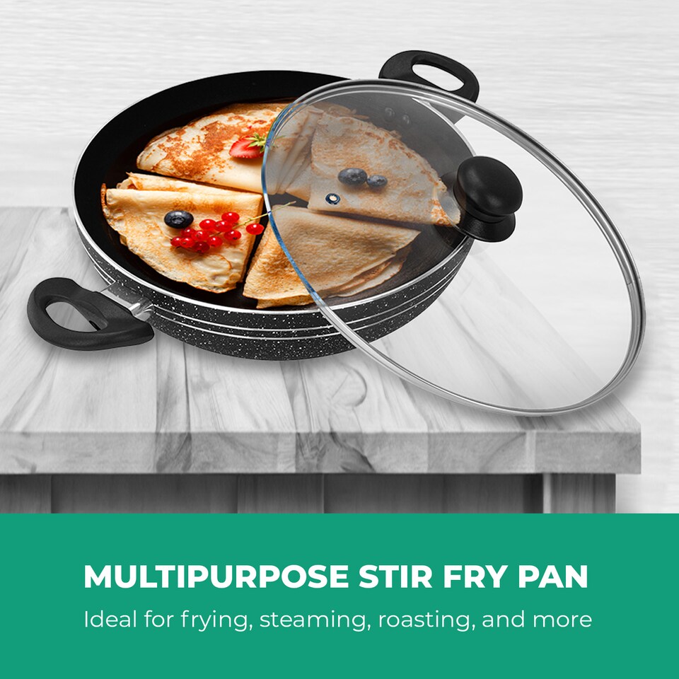 image 1 of Royalford 32cm Aluminium Wok Pan Non-Stick Induction Safe Frying Pan
