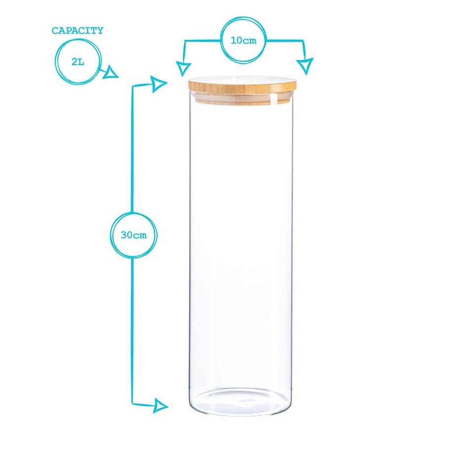 image 1 of Argon Tableware Scandi Glass Storage Jars with Wooden Lids - 2 Litre - Pack of 3