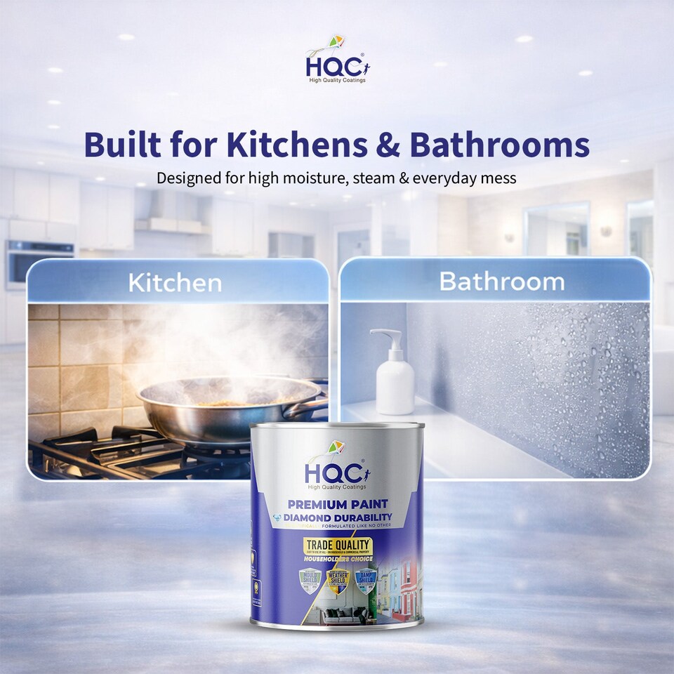 image 1 of HQC Kitchen & Bathroom Paint - Mould Resistant, Washable & Durable - Classic Grey - 2.5L