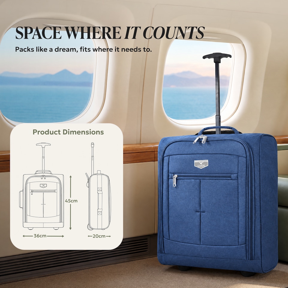 image 1 of Lugg Single Trolley Soft Cabin Bag 45x36x20cm Lightweight Hand Luggage