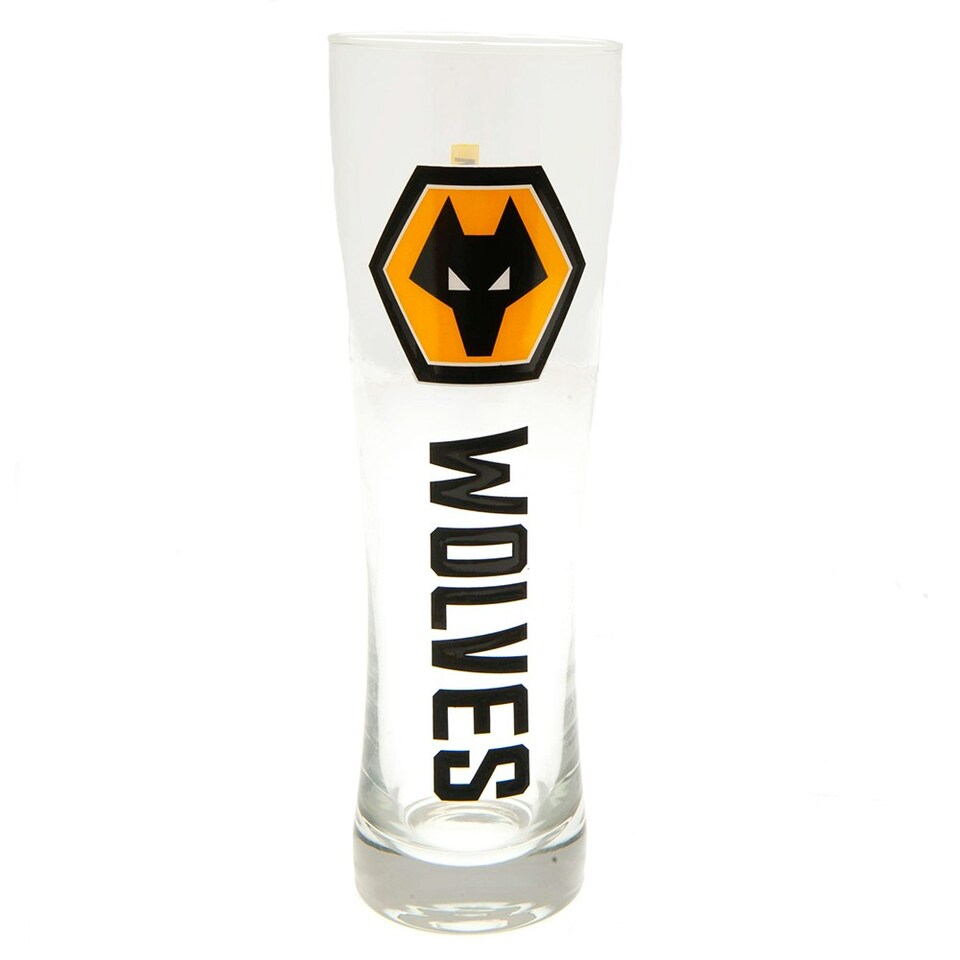 image 1 of Wolverhampton Wanderers FC Tall Beer Glass - Clear - One Size