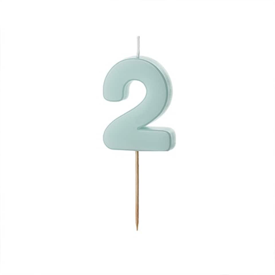 Mint Green Number 2 Shaped Candle 5.5cm