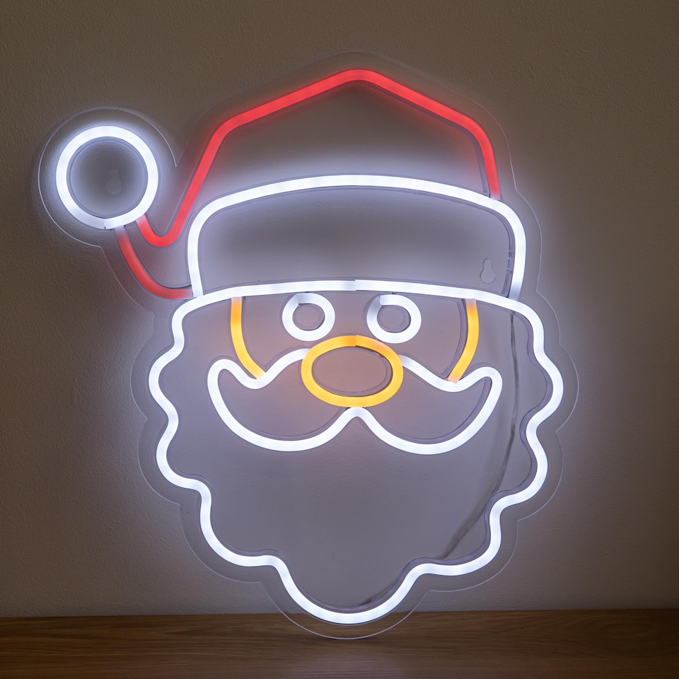 image 1 of 35cm Santa Neon-Style Light Up Christmas Decoration with USB Power Cable