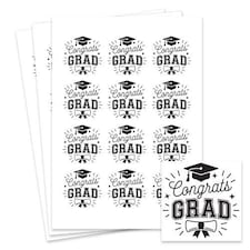 Graduation Congrats Grad Square Stickers 65mm - Sheet of 12