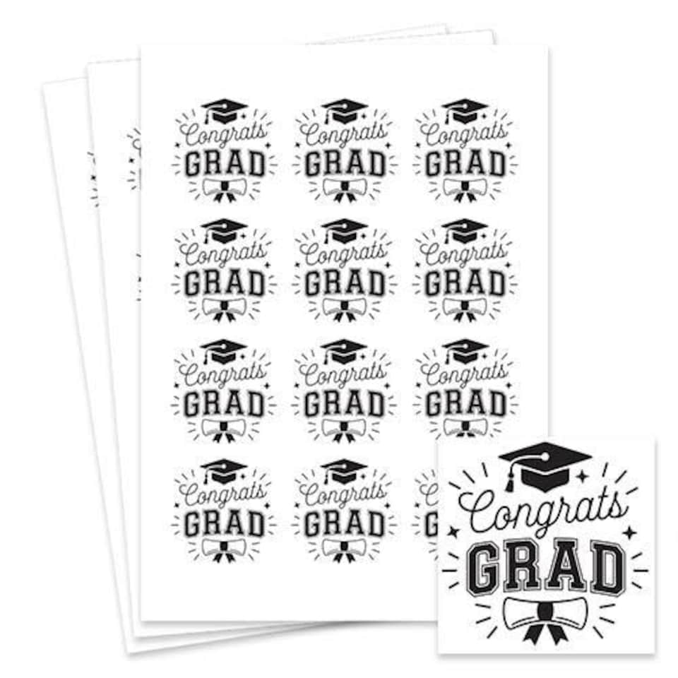 image 1 of Graduation Congrats Grad Square Stickers 65mm - Sheet of 12