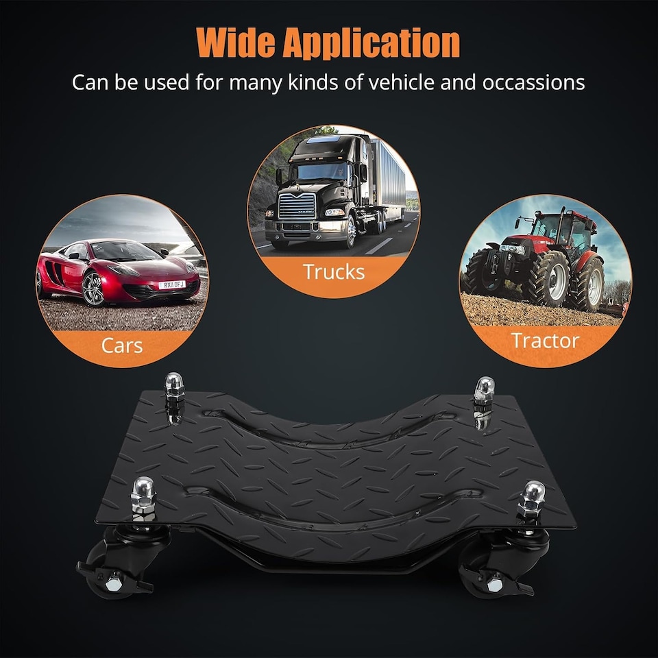 image 1 of London Boutique 4-Pack Heavy-Duty Car Dollies, 6000 lbs Capacity, 360° Swivel Nylon Wheels with Brakes for Cars, Black