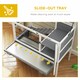 image 6 of PawHut Rabbit Hutch, Elevated Guinea Pig Cage w/ Openable Roof & Tray, Grey