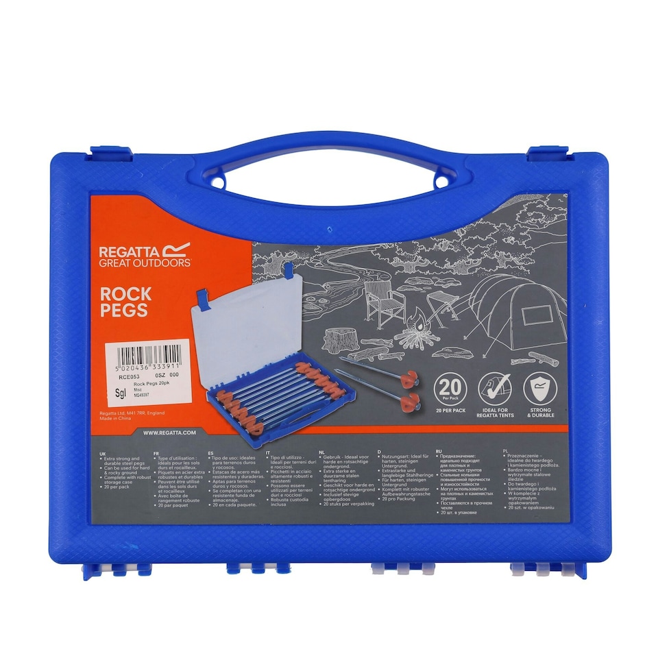 image 1 of 20 Pack 8 Inch Rock Pegs For Camping and Outdoors Blue