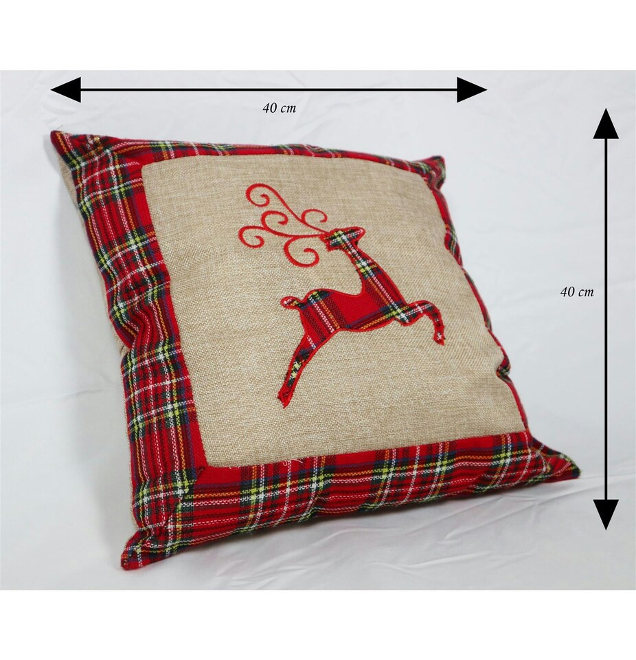 image 1 of Hessian Home Bedroom Office Decorations Burlap Cotton Linen Printed Pillow Covers Reindeer 40x40cm 40x40cm
