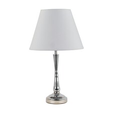 Chrome Table Lamp with Stem Detail and Ivory Shade Chrome | Red