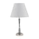 image 1 of Chrome Table Lamp with Stem Detail and Ivory Shade Chrome | Red