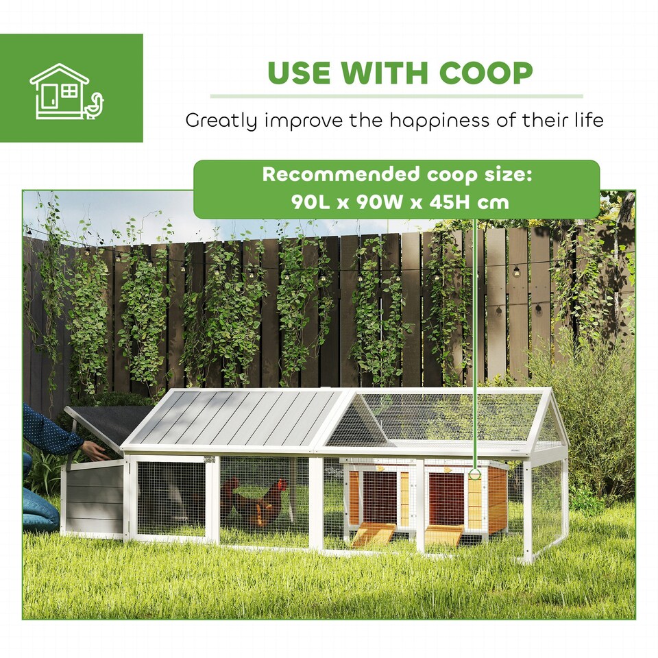 image 1 of PawHut Wooden Chicken Run with Nesting Box, Openable Roof, for 4-8 Chickens
