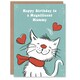image 1 of Mummy Happy Happy White Cat Scarf Drawing Love Hearts Her Birthday Card